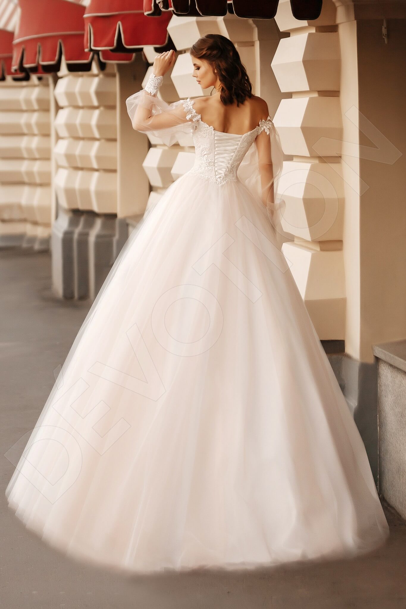 Camilla Full back Princess/Ball Gown Long sleeve Wedding Dress Back