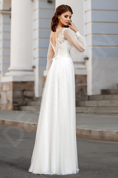 Annoris Full back A-line Long sleeve Wedding Dress Back