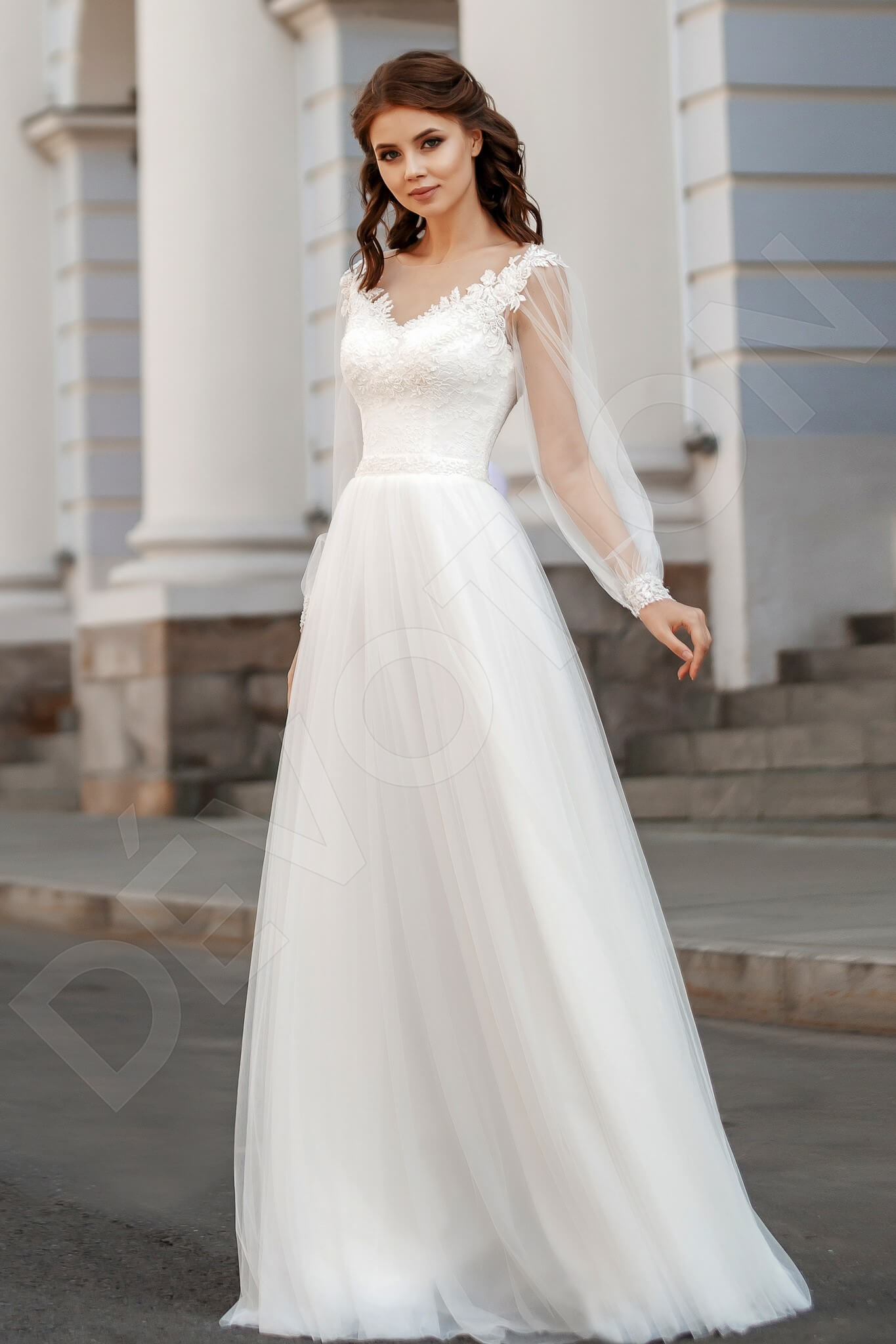 Annoris Full back A-line Long sleeve Wedding Dress Front
