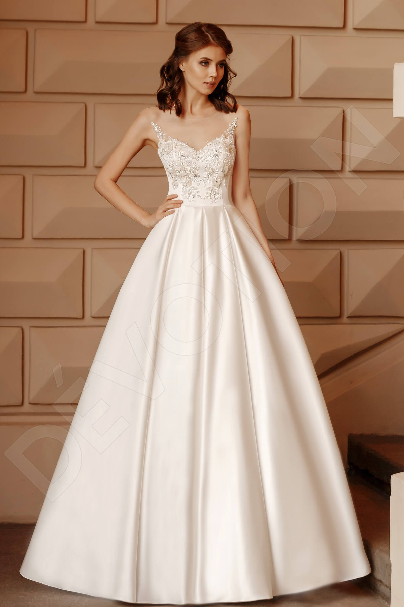 Gloria Full back Princess/Ball Gown Sleeveless Wedding Dress Front