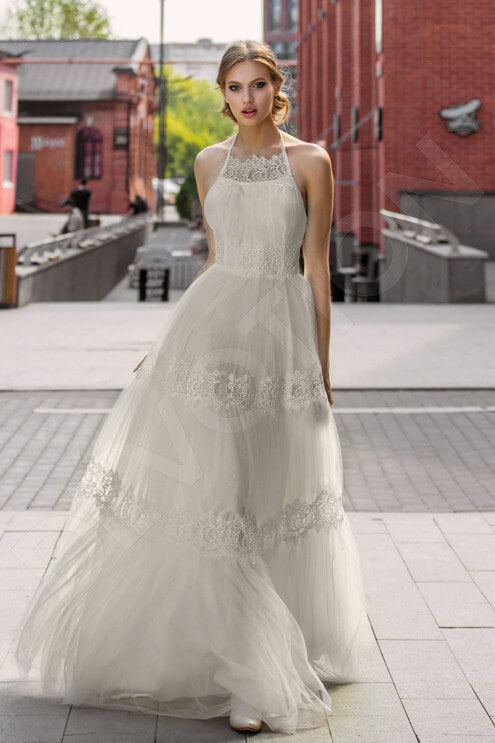 Maeva Open back A-line Straps Wedding Dress Front
