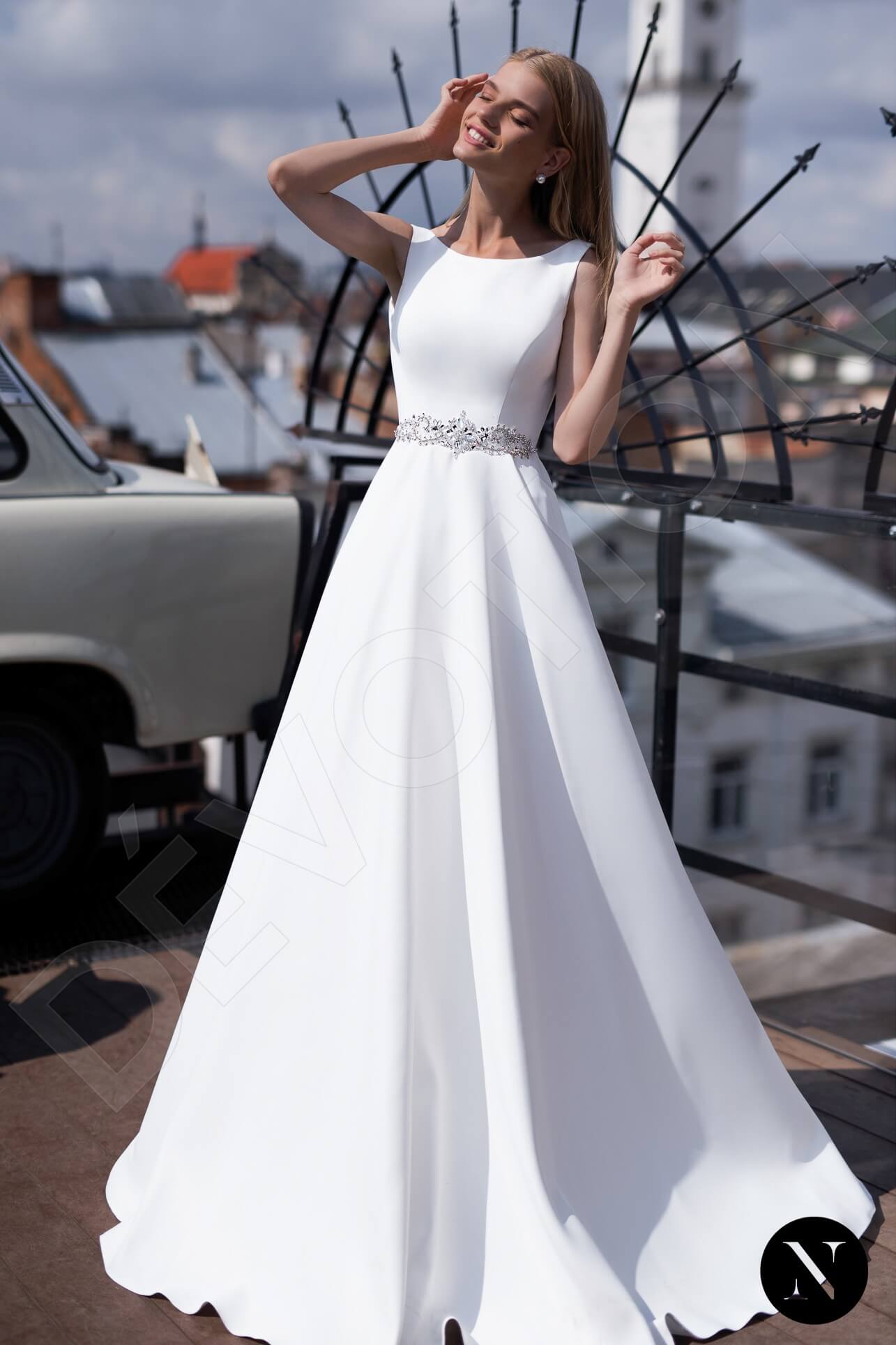 Felecia A-line Boat/Bateau Milk Wedding dress