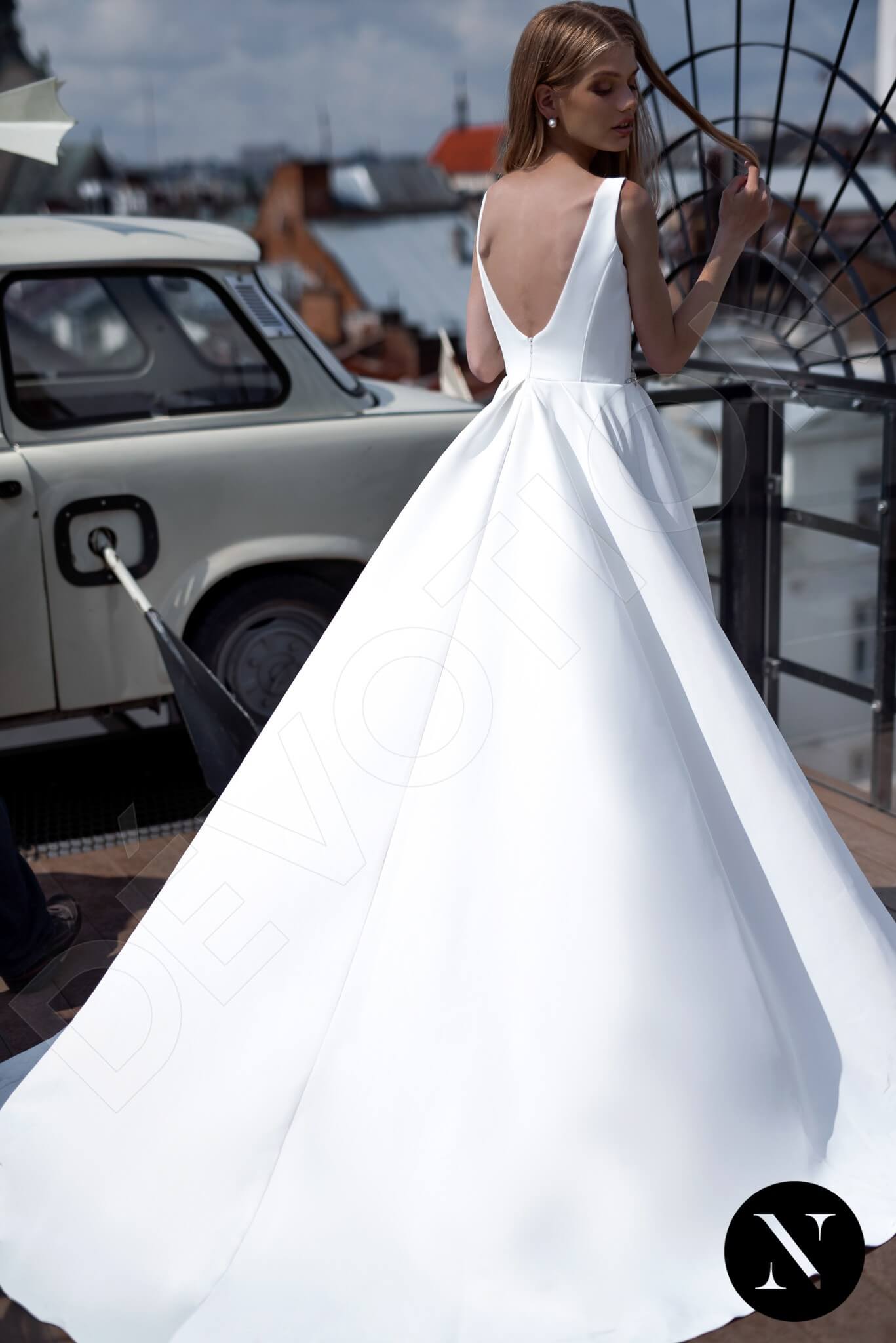 Felecia A-line Boat/Bateau Milk Wedding dress