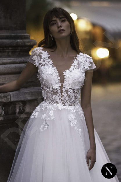 Flore Open back A-line Short/ Cap sleeve Wedding Dress 2