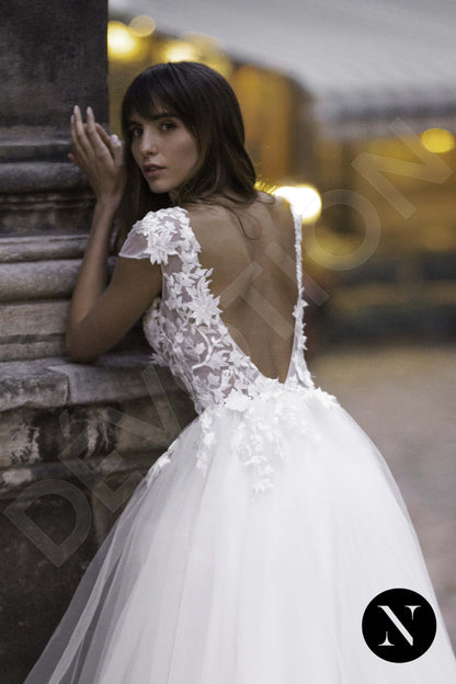 Flore Open back A-line Short/ Cap sleeve Wedding Dress 3