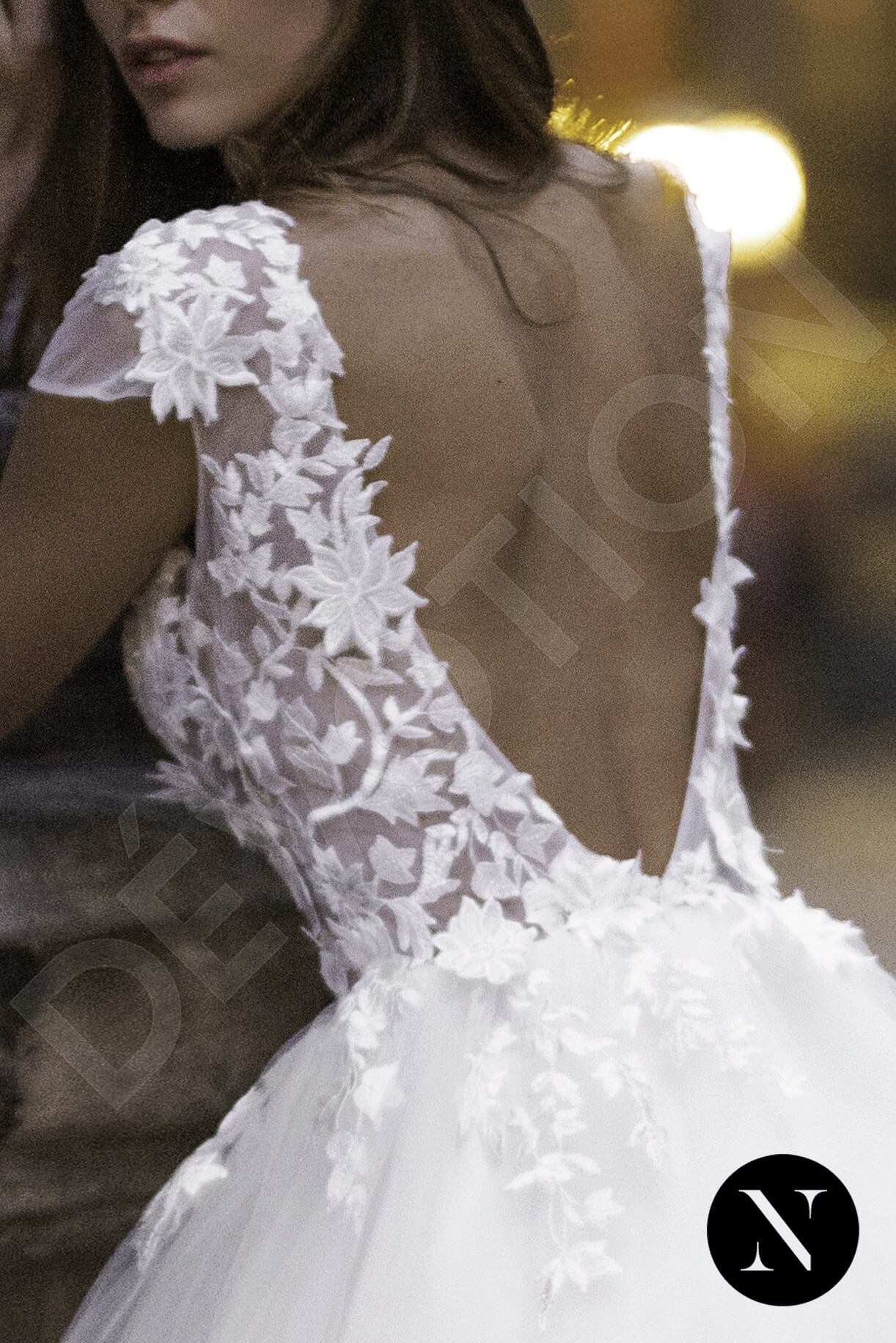 Flore Open back A-line Short/ Cap sleeve Wedding Dress 5