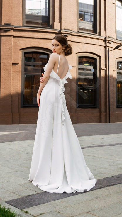 Yunaesa Open back A-line Short/ Cap sleeve Wedding Dress Back