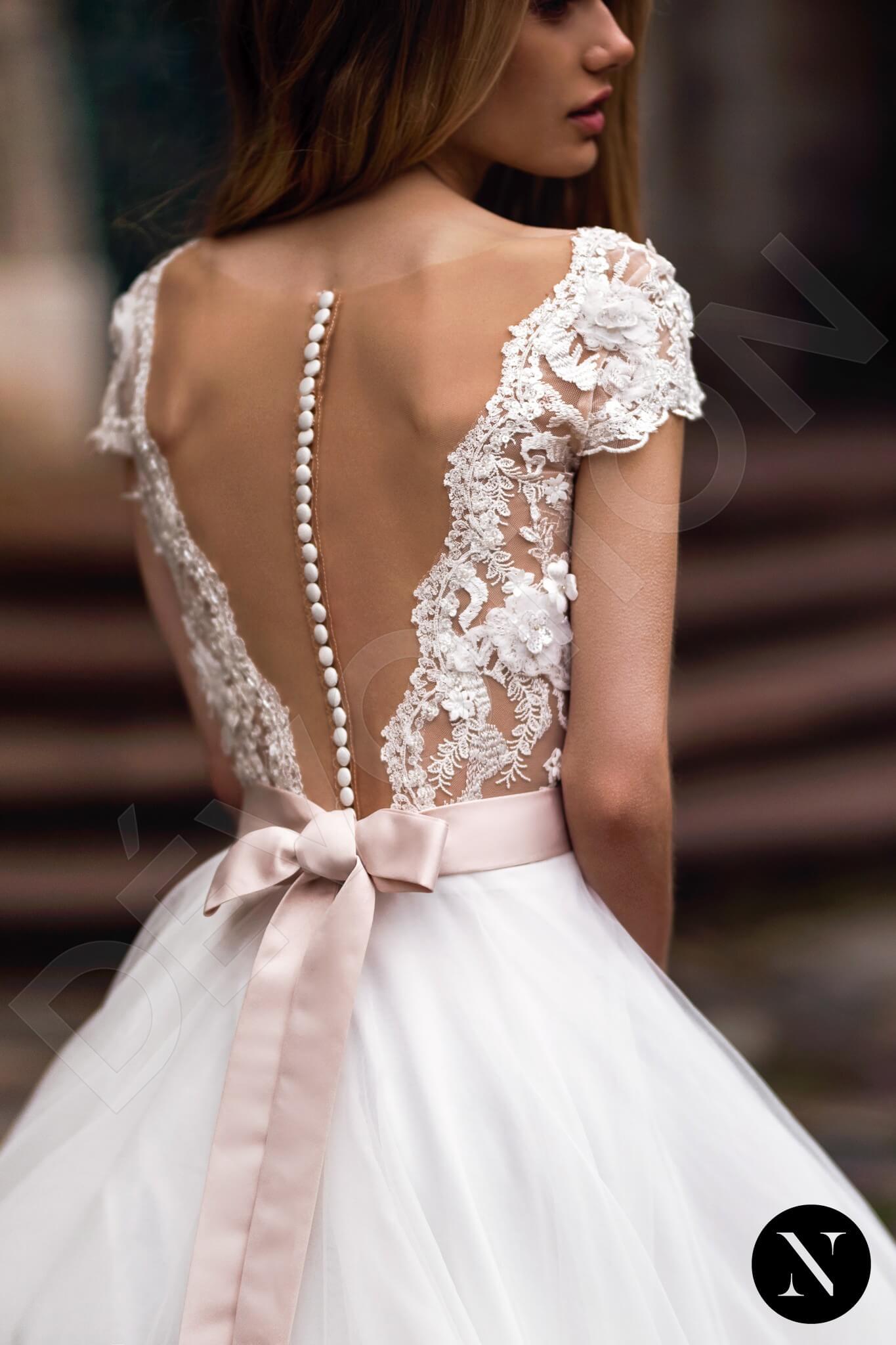 Jaden Full back A-line Short/ Cap sleeve Wedding Dress 4