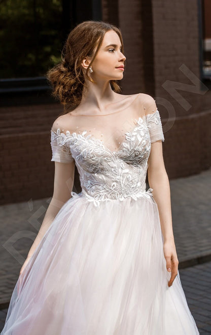 Yenene Full back Princess/Ball Gown Short/ Cap sleeve Wedding Dress 2