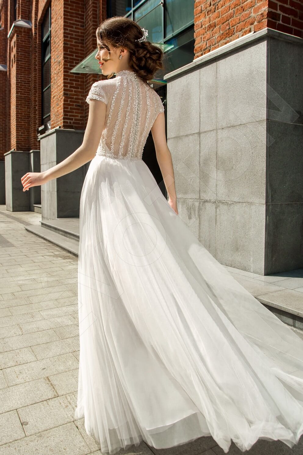Sitsi Full back A-line Short/ Cap sleeve Wedding Dress Front