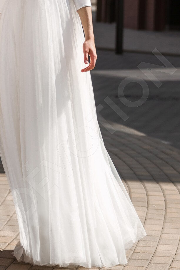 Ryllae Full back A-line 3/4 sleeve Wedding Dress 3