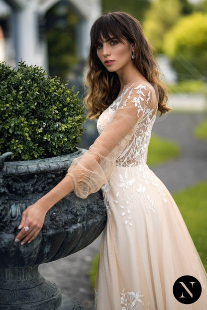 Viviane Full back A-line Long sleeve Wedding Dress 2