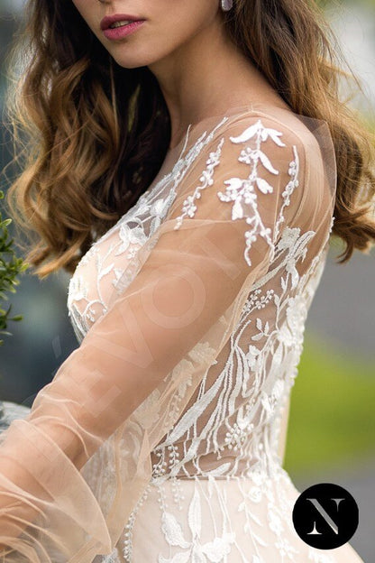 Viviane Full back A-line Long sleeve Wedding Dress 5