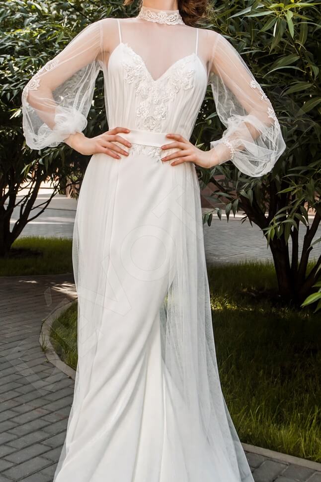 Numees Full back A-line Long sleeve Wedding Dress 2