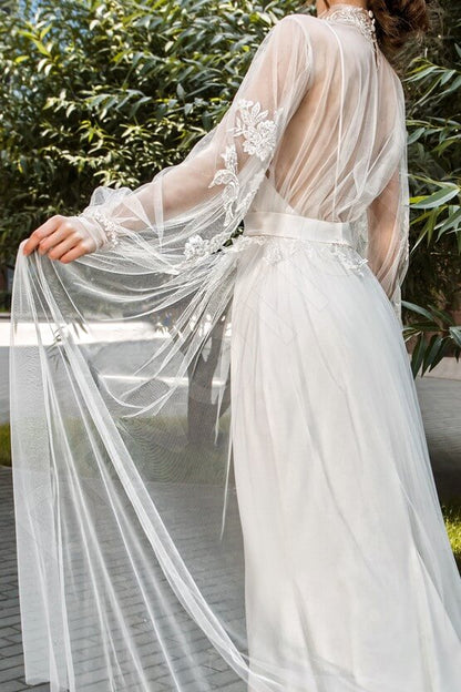 Numees Full back A-line Long sleeve Wedding Dress 3