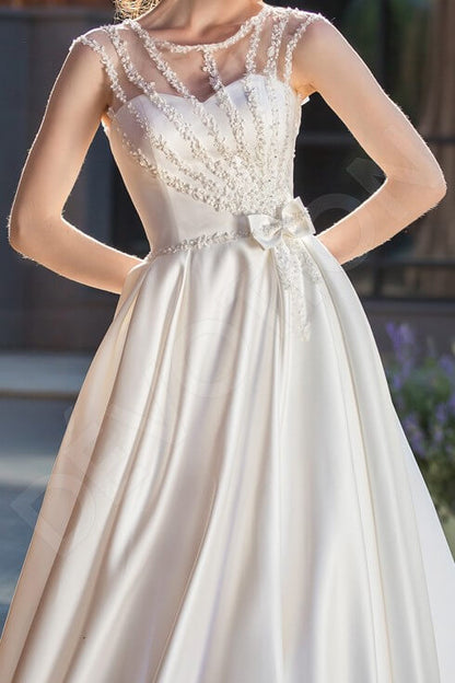 Nirvelli Full back A-line Short/ Cap sleeve Wedding Dress 2