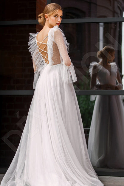 Michele Criss cross back A-line 3/4 sleeve Wedding Dress Back