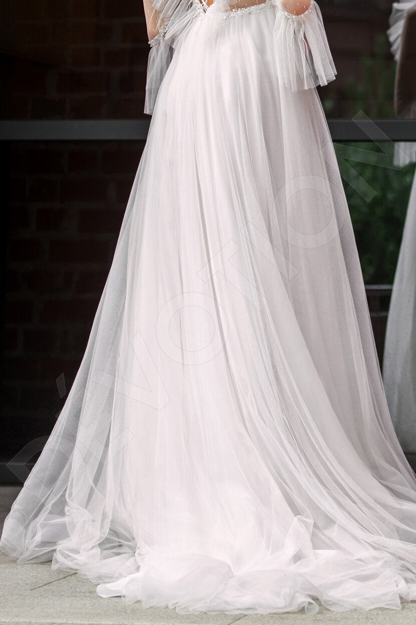 Michele Criss cross back A-line 3/4 sleeve Wedding Dress 5
