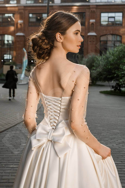 Adoette Full back A-line 3/4 sleeve Wedding Dress Back