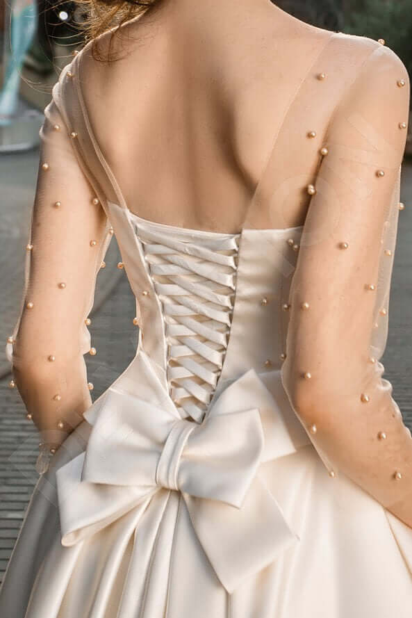 Adoette Full back A-line 3/4 sleeve Wedding Dress 3