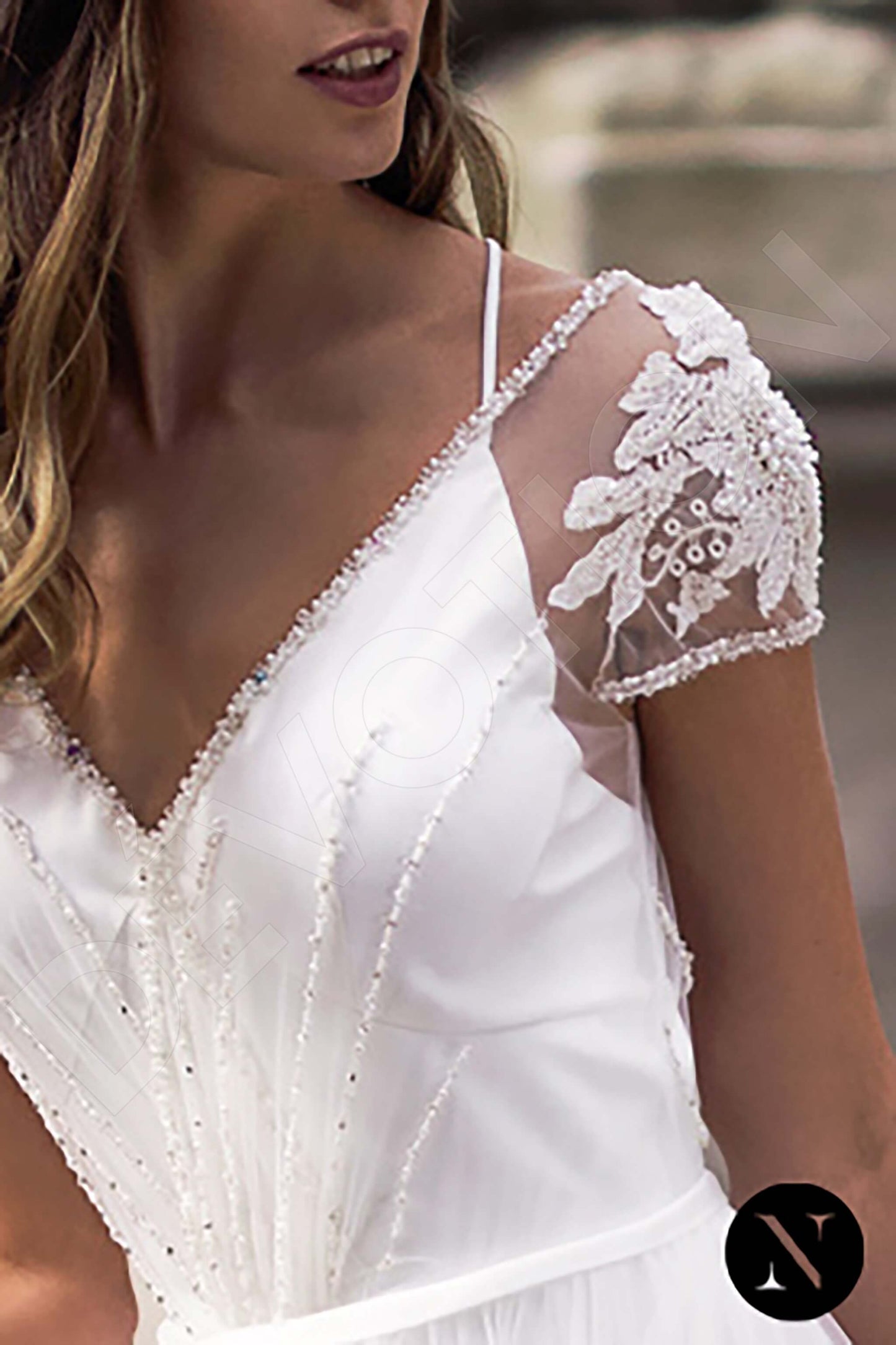 Karine Criss cross back A-line Short/ Cap sleeve Wedding Dress 5