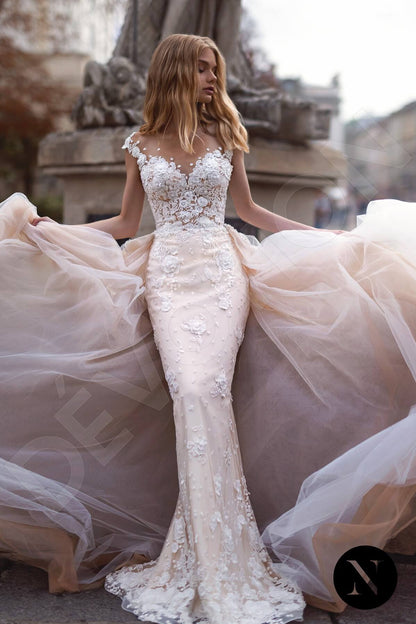 Louise Full back Trumpet/Mermaid Short/ Cap sleeve Wedding Dress Front