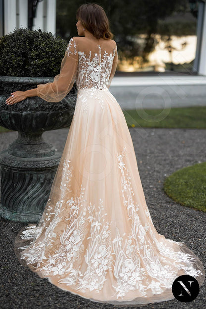 Viviane Full back A-line Long sleeve Wedding Dress Back