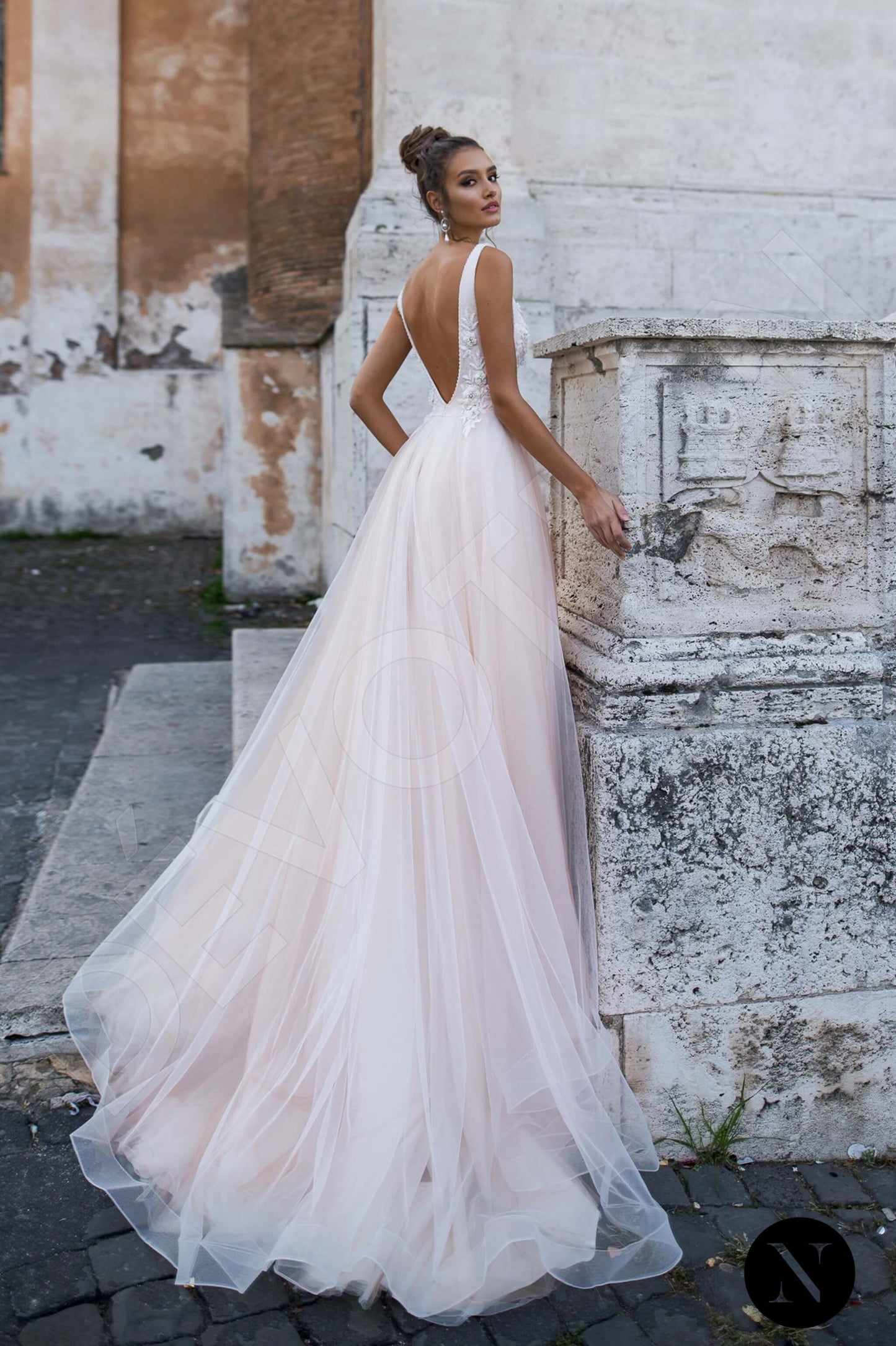 Amsonia Open back A-line Sleeveless Wedding Dress Back