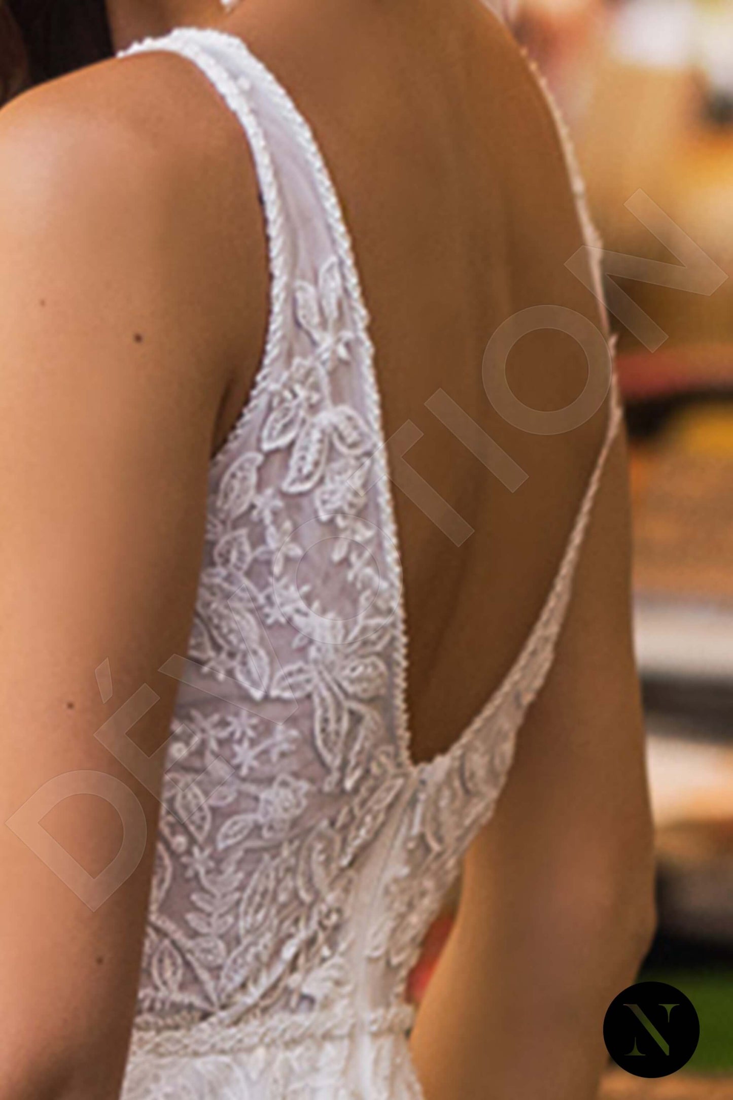 Cape Open back A-line Sleeveless Wedding Dress 6