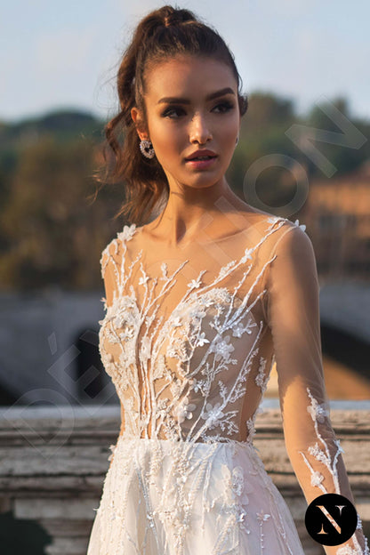 Degna Full back A-line Long sleeve Wedding Dress 3