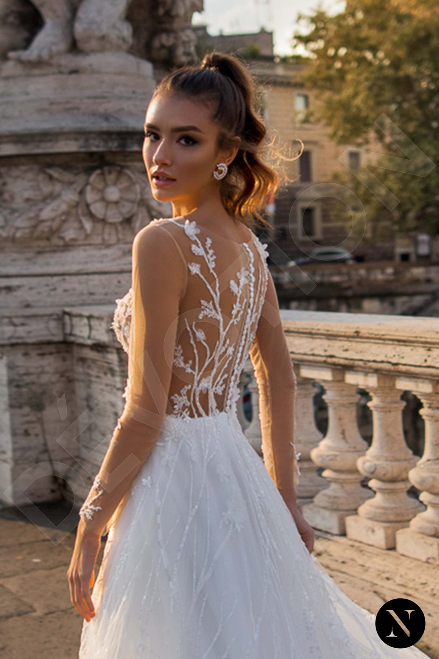 Degna Full back A-line Long sleeve Wedding Dress 4
