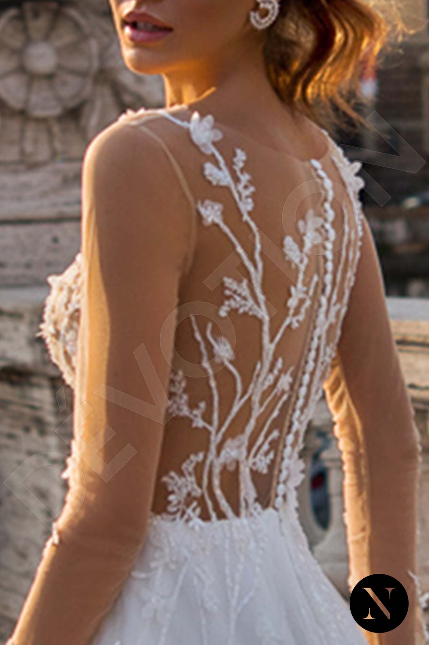 Degna Full back A-line Long sleeve Wedding Dress 5