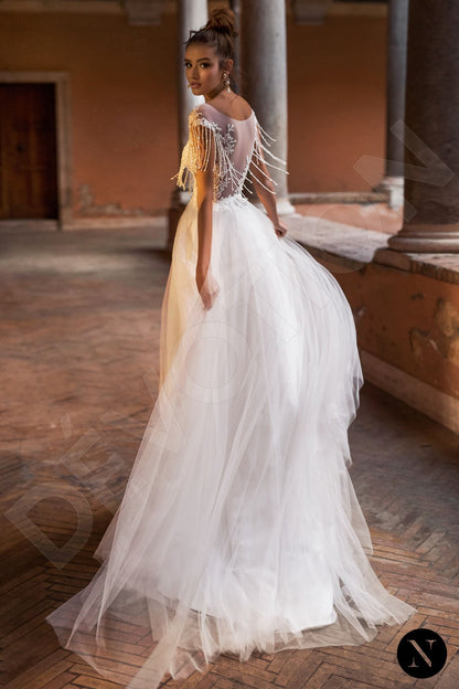 Dianora Full back A-line Short/ Cap sleeve Wedding Dress Back