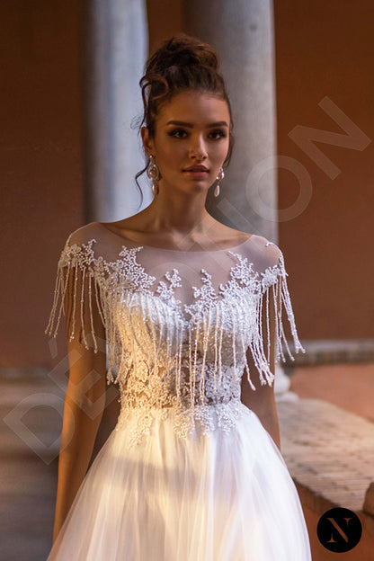 Dianora Full back A-line Short/ Cap sleeve Wedding Dress 2