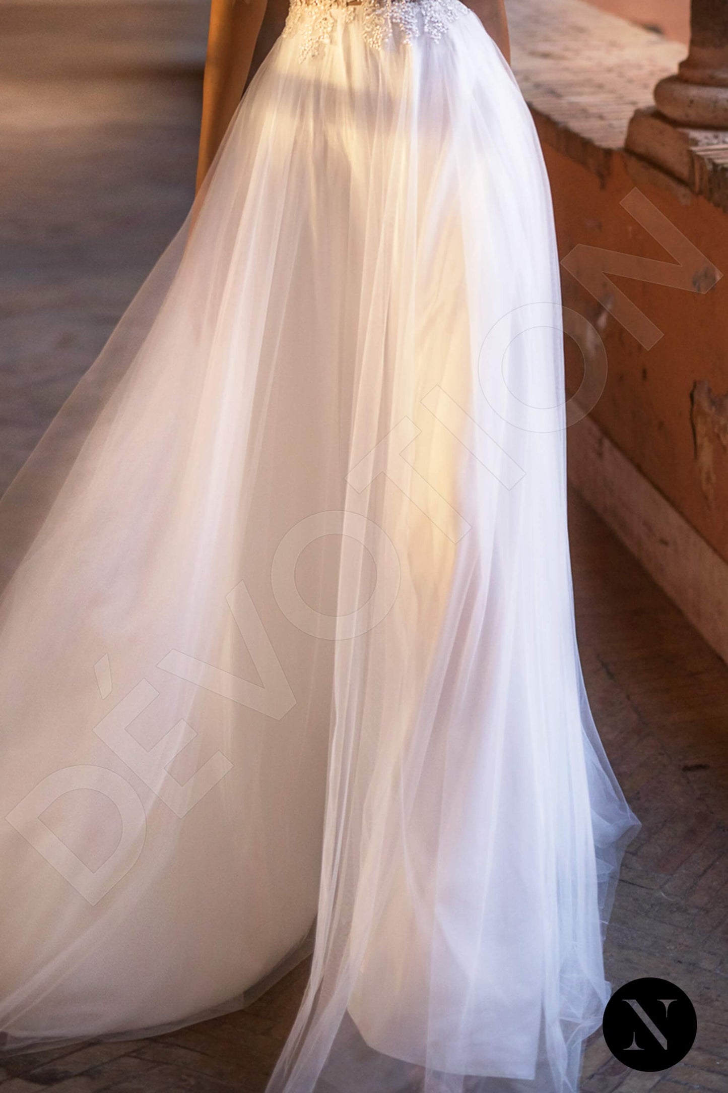 Dianora Full back A-line Short/ Cap sleeve Wedding Dress 4