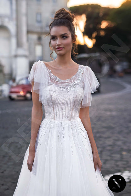 Filippa Illusion back A-line Short/ Cap sleeve Wedding Dress 2