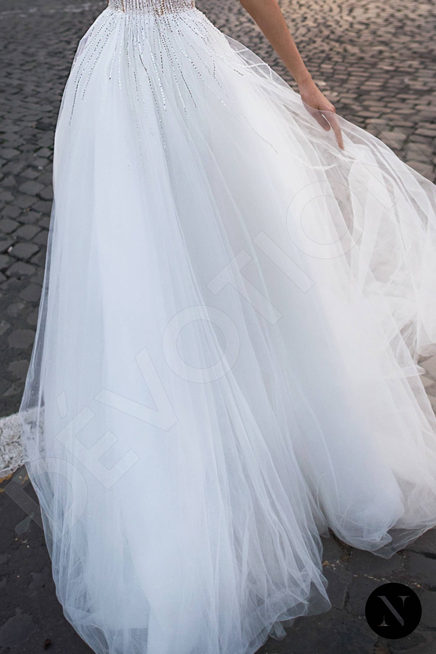 Filippa Illusion back A-line Short/ Cap sleeve Wedding Dress 7