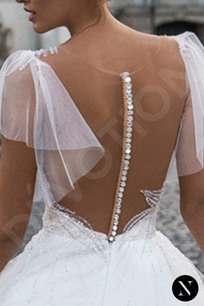 Filippa Illusion back A-line Short/ Cap sleeve Wedding Dress 6