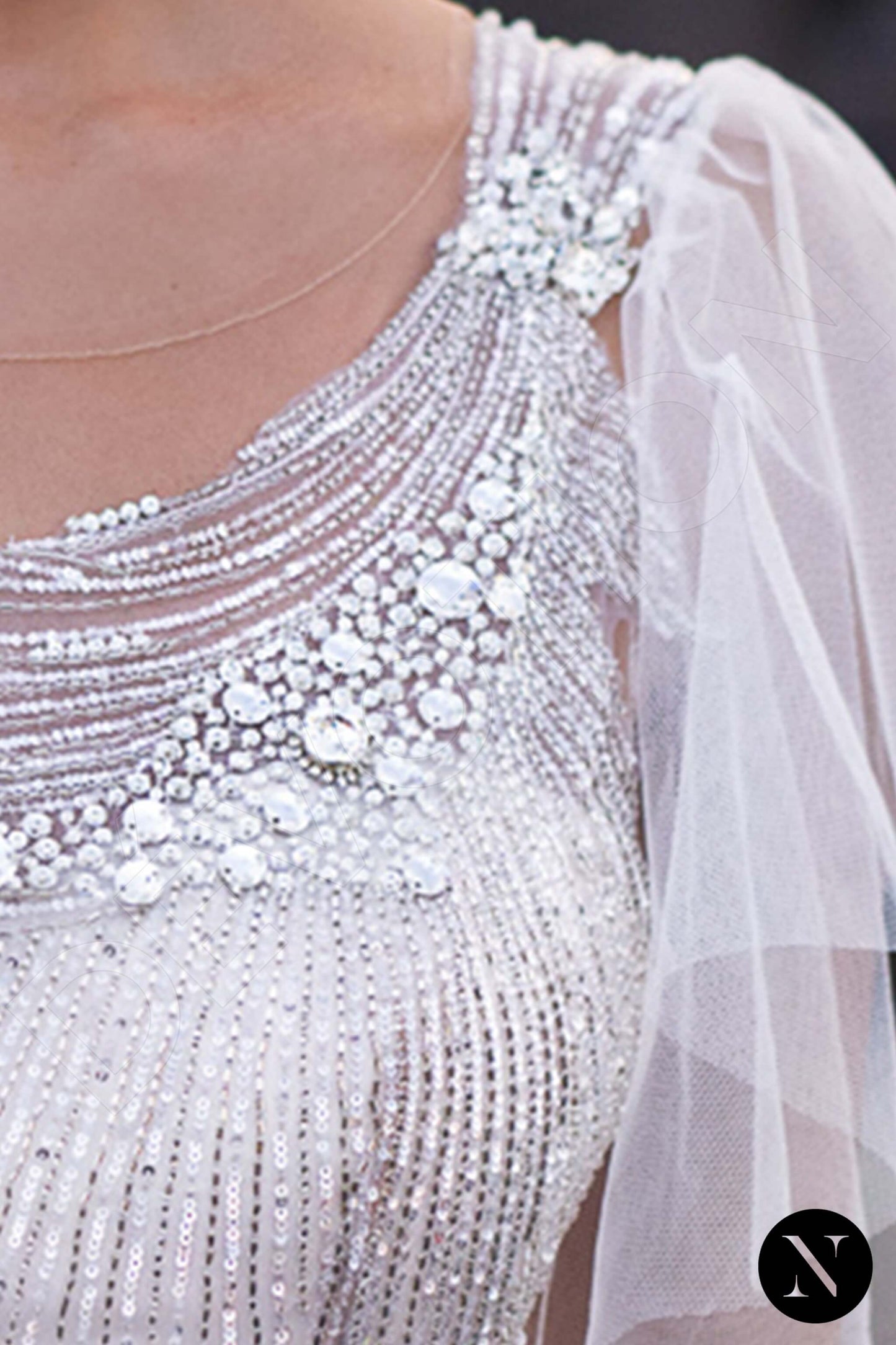 Filippa Illusion back A-line Short/ Cap sleeve Wedding Dress 5
