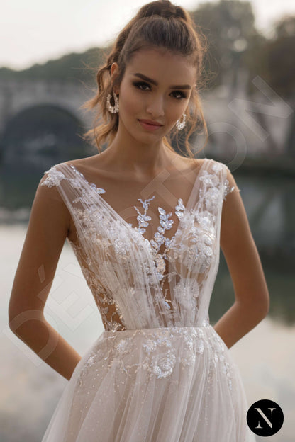 Freesia Full back A-line Short/ Cap sleeve Wedding Dress 2