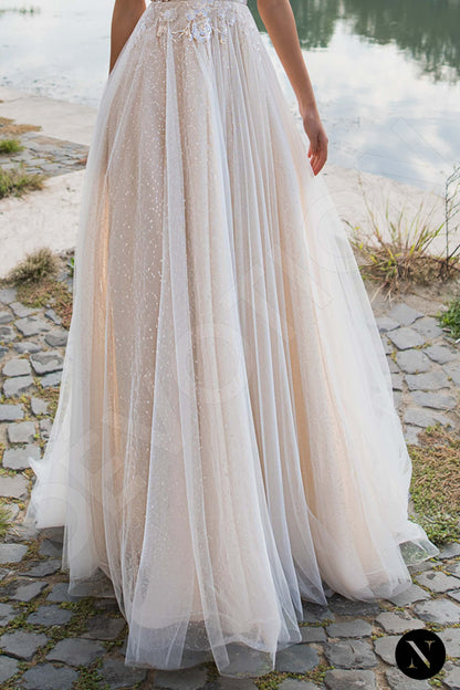 Freesia Full back A-line Short/ Cap sleeve Wedding Dress 4