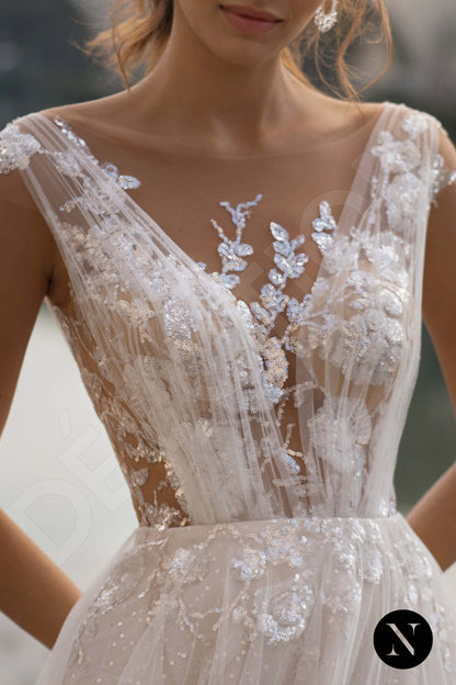 Freesia Full back A-line Short/ Cap sleeve Wedding Dress 7