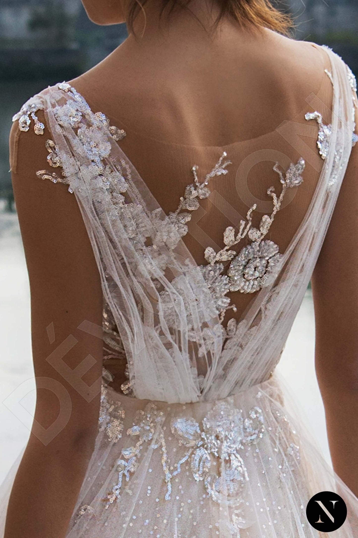 Freesia Full back A-line Short/ Cap sleeve Wedding Dress 6