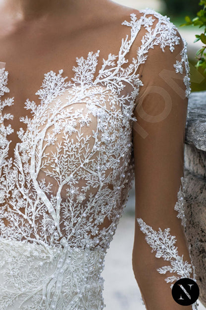 Frittilaria Full back Trumpet/Mermaid Long sleeve Wedding Dress 6