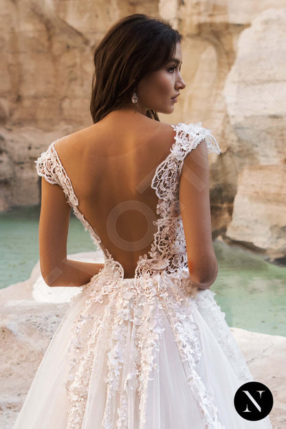 Ondina Illusion back A-line Short/ Cap sleeve Wedding Dress 3