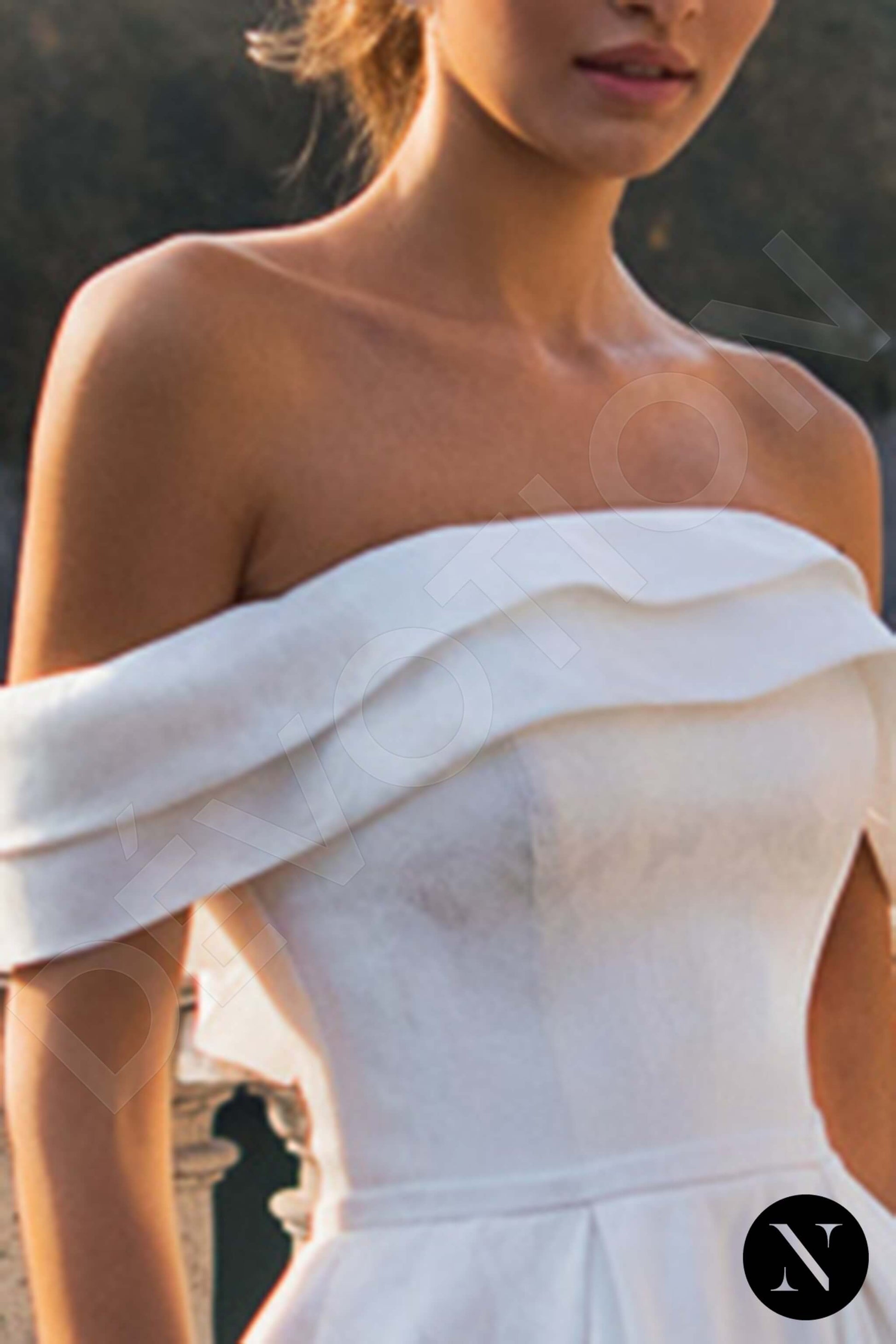 Passionate A-line Off-shoulder/Drop shoulders Milk Wedding dress
