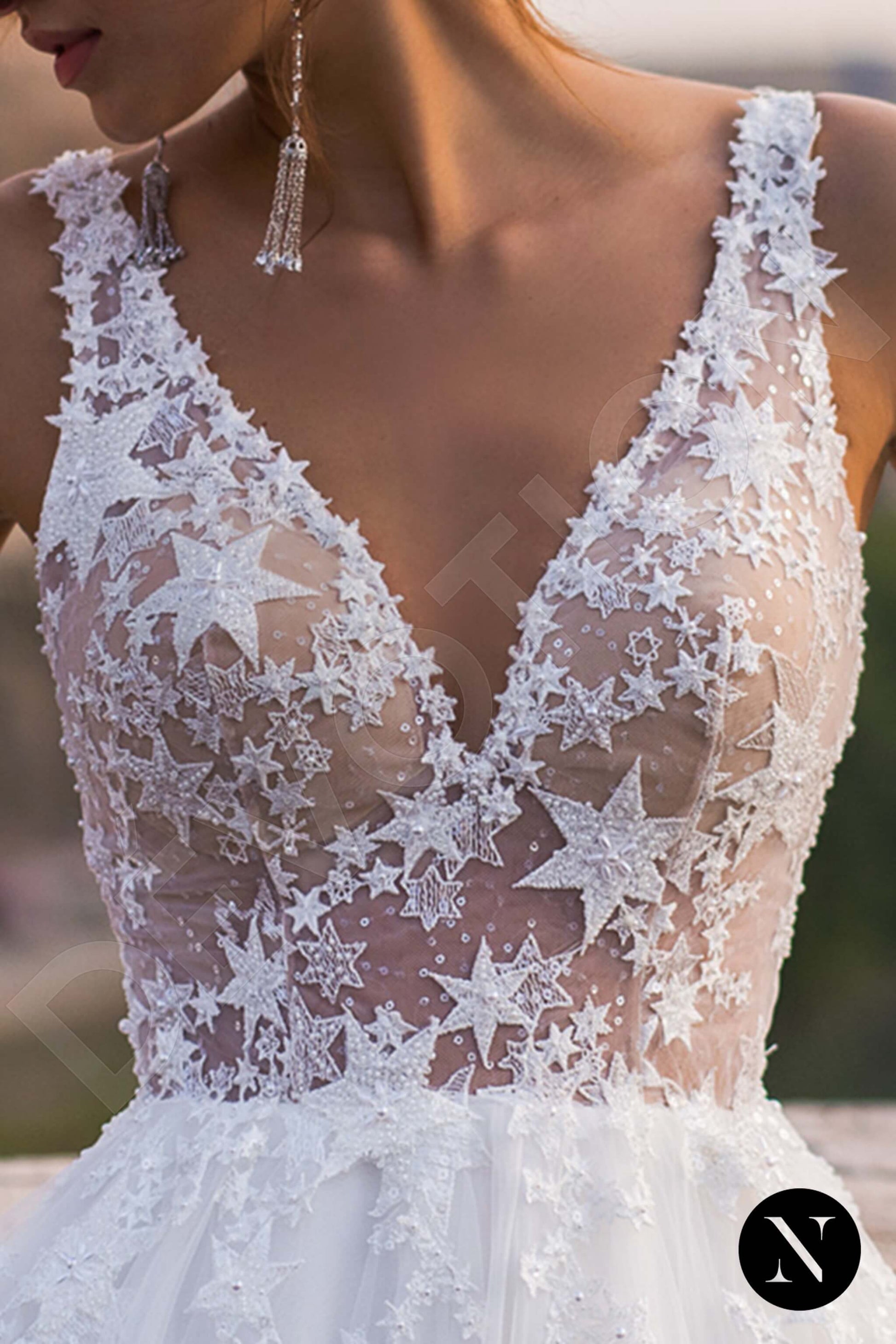 Sidonia A-line V-neck Milk Nude Wedding dress
