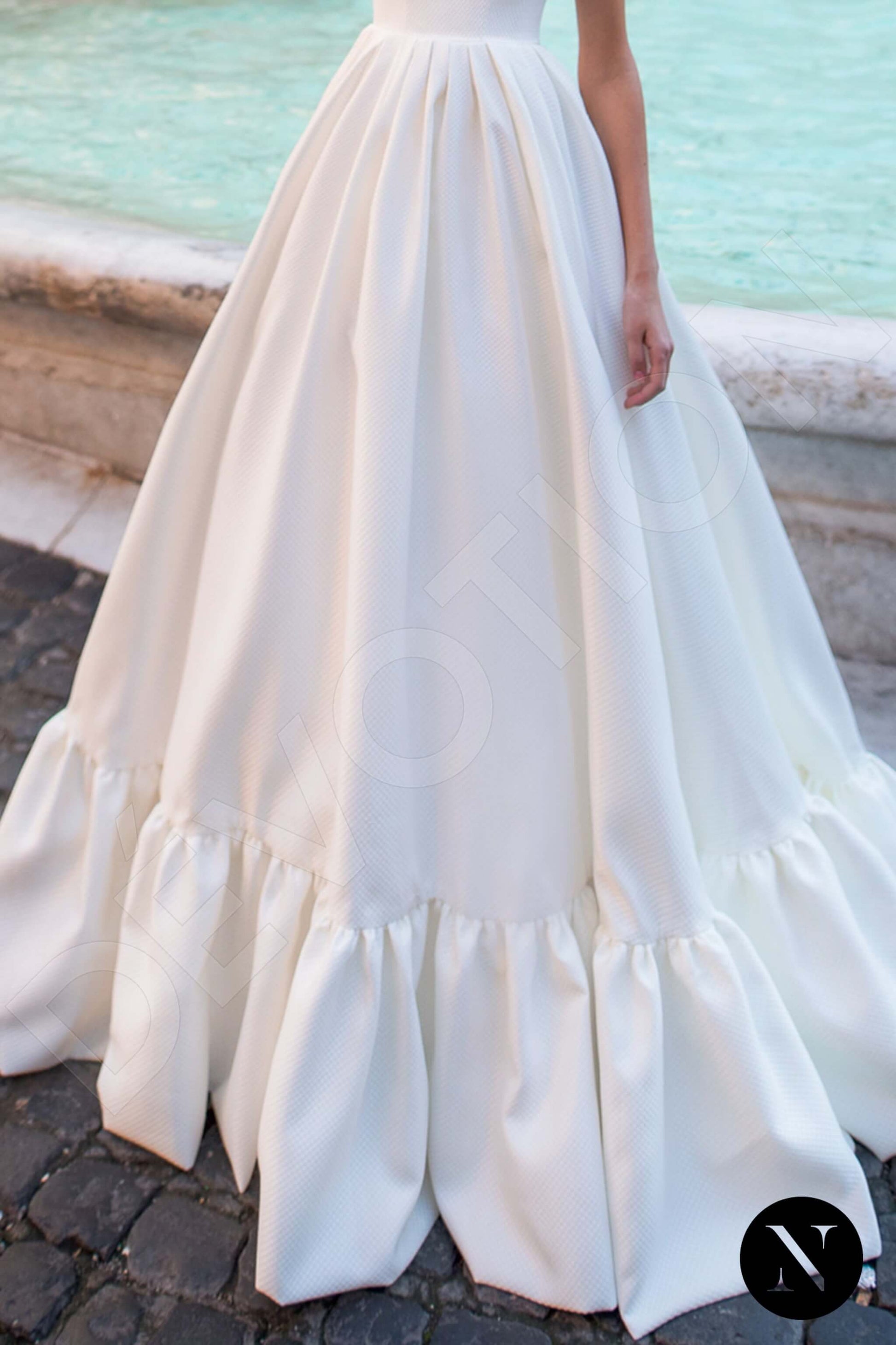Solidago A-line Jewel Milk Wedding dress
