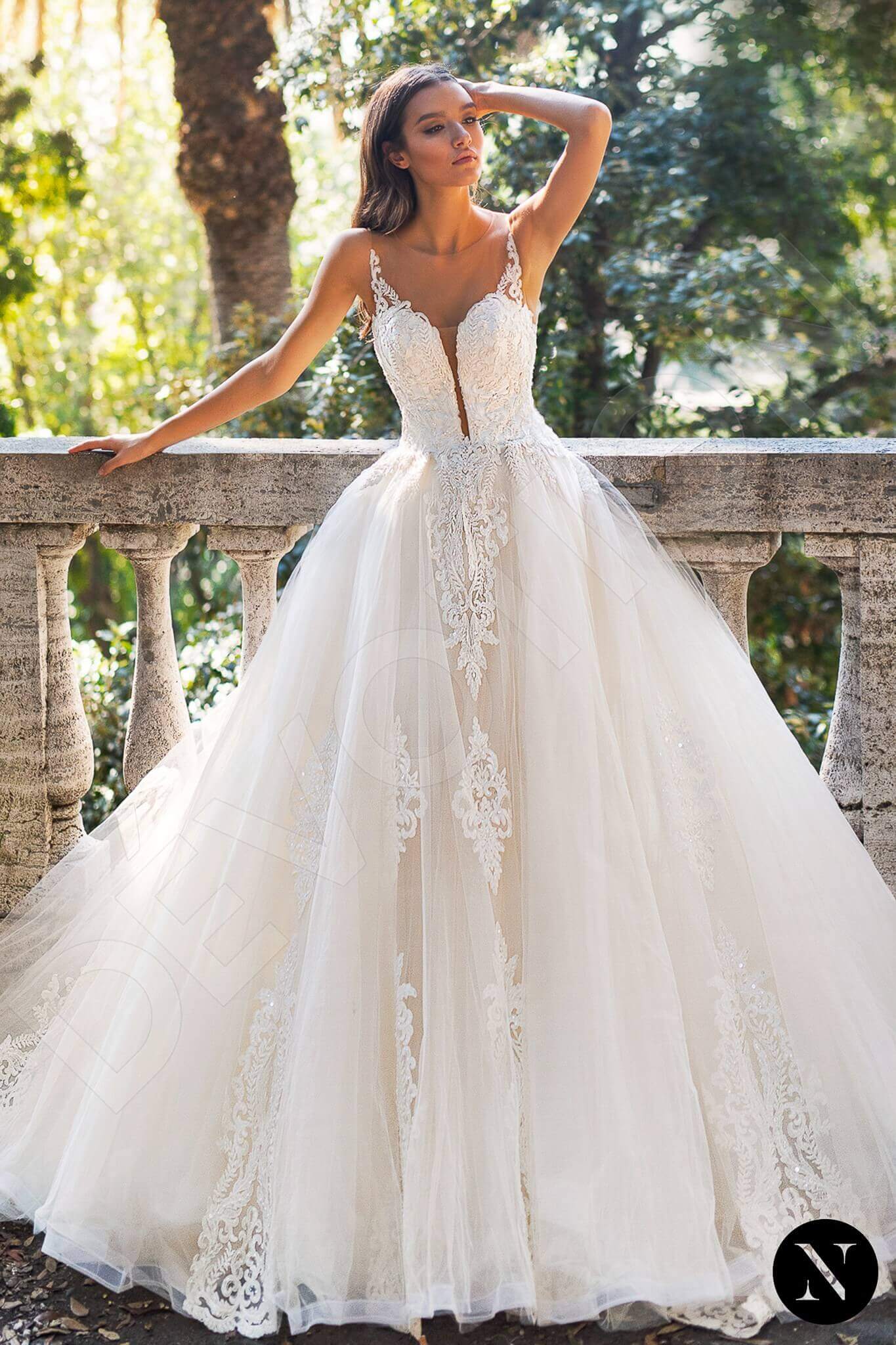 Amore Illusion back Princess/Ball Gown Sleeveless Wedding Dress Front