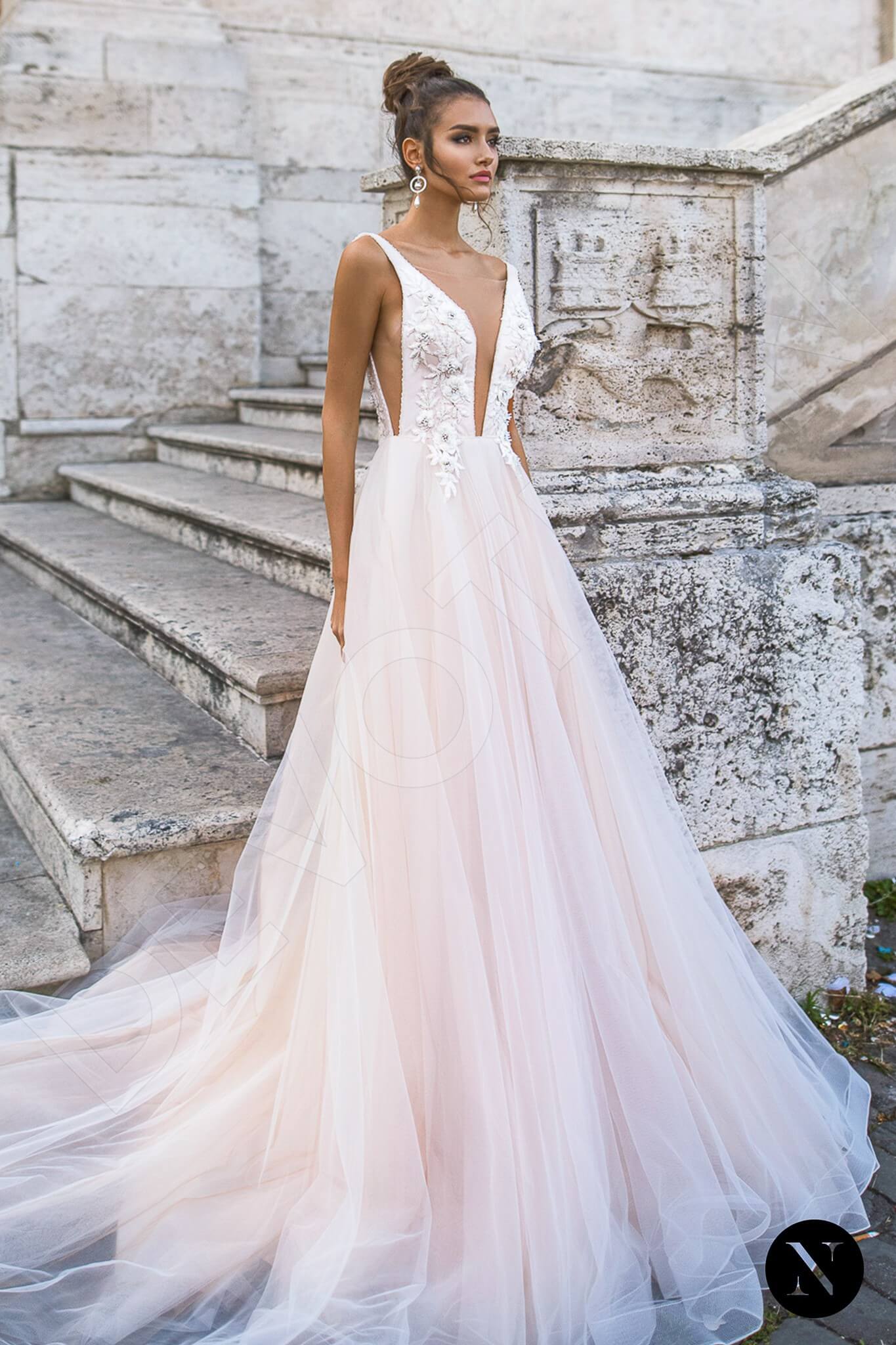 Amsonia Open back A-line Sleeveless Wedding Dress Front